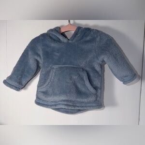 Cozy Blue Plush Hooded Kids Top 3 months